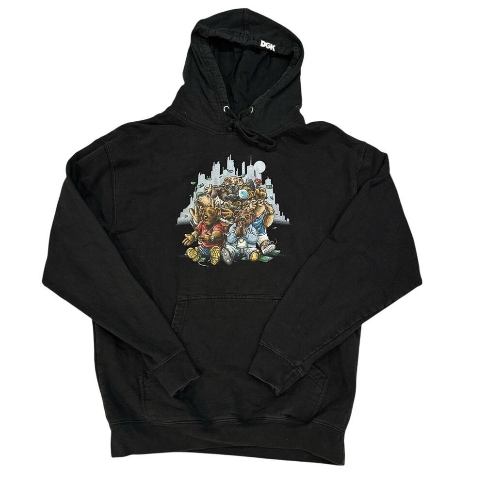 DGK Teddy Bear Streetwear Graphic Pullover Hoodie Mens L Black